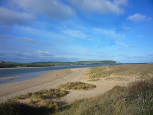 Looking out over the sand dunes towards Stepper Point